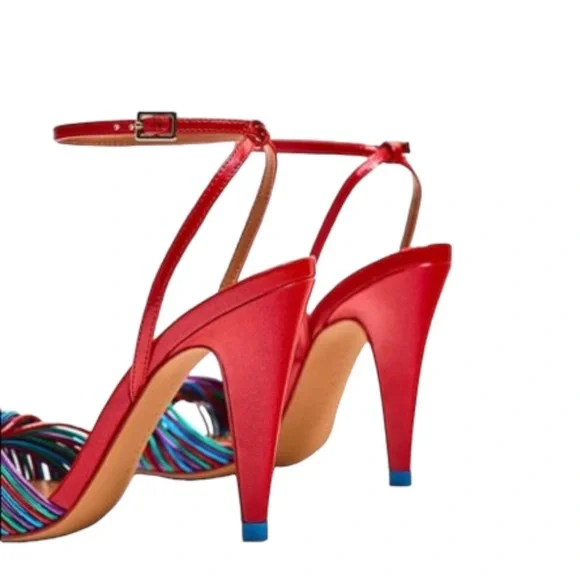Zara Red and Multicolor Strappy Heels - Picture 3 of 13